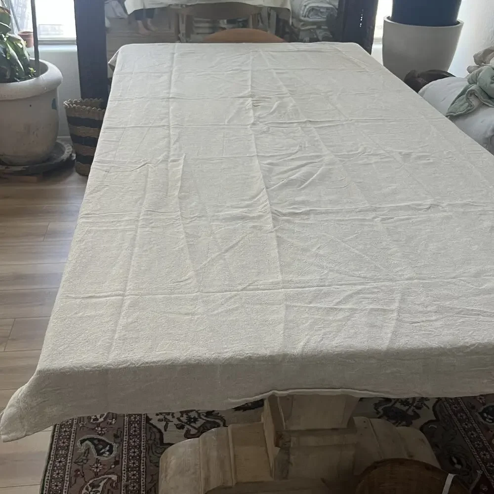Home Curtains Set of 2 Beige Linen Blend 52.5